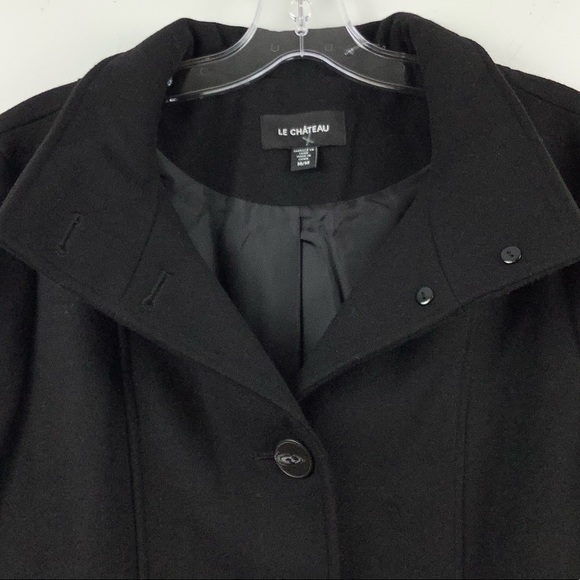 Le Chateau Stand Collar Long Coat in Black - Picture 3 of 5